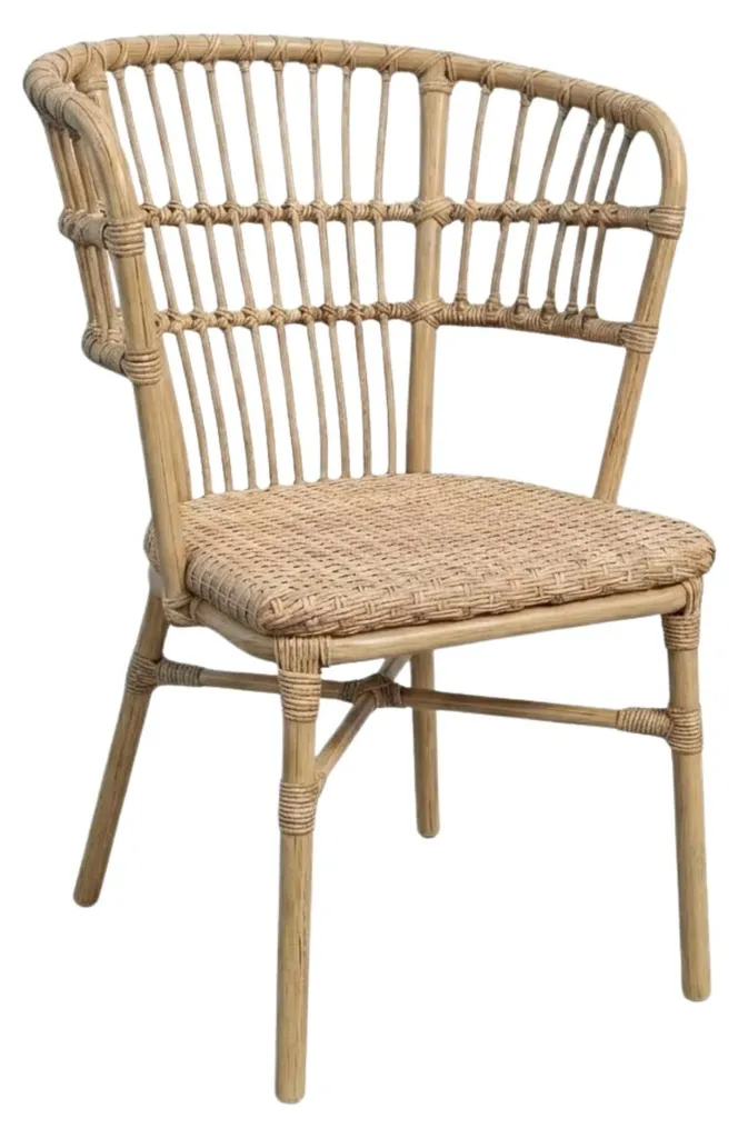 Chaise de restaurant extérieur pour terrasse bistrot en rotin beige