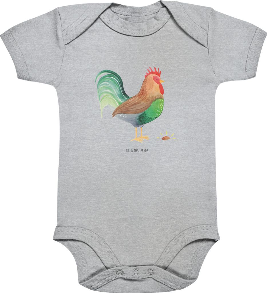 Mr. & Mrs. Panda Strampler Baby Hahn Korn 1. - 3. Monat - Heather Grey - Geschenk, Bauernhof, baumwoll overall, Natur, Einteiler, Kurzarmbody, Baby...