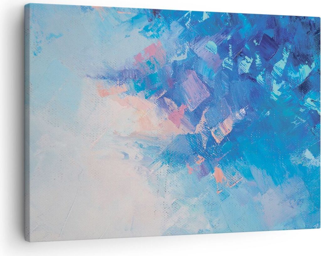 Bild auf Leinwand - Leinwandbild - Einteilig - Abstraktion blau gemalt - 70x50cm - Wand Bild - Wanddeko - Wandbilder - Leinwanddruck - Bilder - Wan...