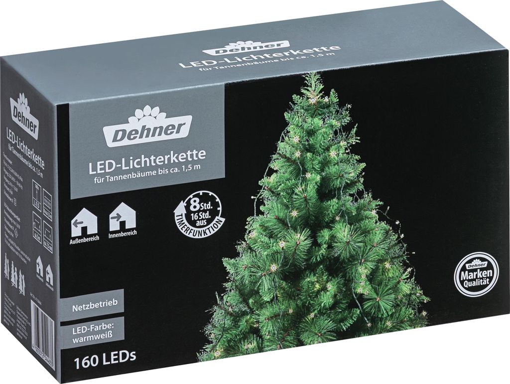 LED Lichterkette für Weihnachtsbäume 160 LEDs warmweiß Produktbild 