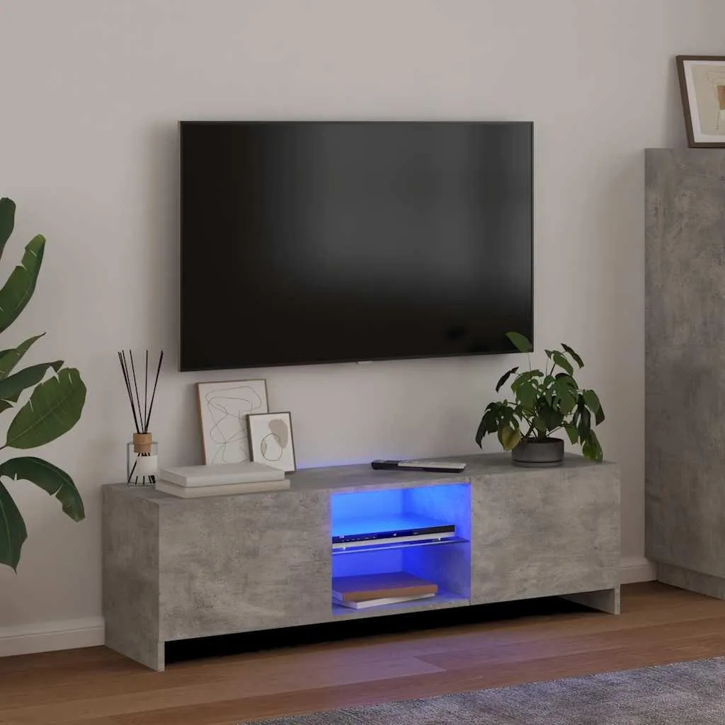 Mobile Porta TV con Luci LED RGB 120cm - Effetto Cemento Grigio Industrial - 2