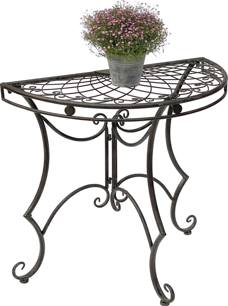 Console murale en métal 80 cm - Table d'appoint demi-lune de jardin
