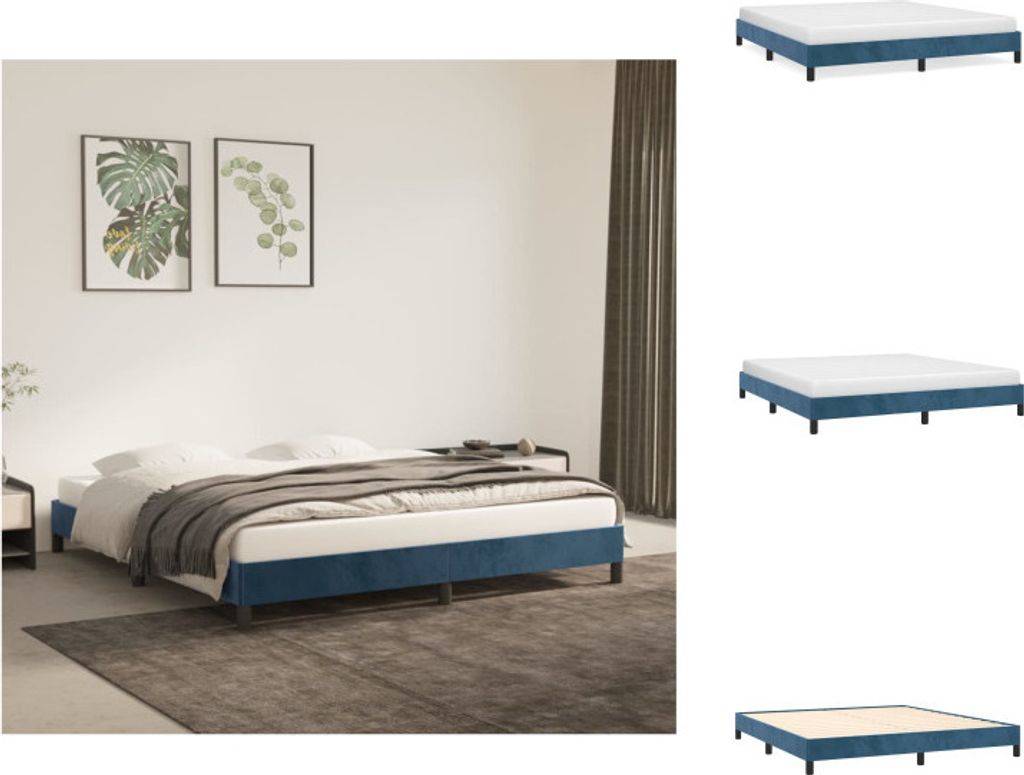 vidaXL Bettgestell Dunkelblau 180x200 cm Samt - Betten & Bettgestelle