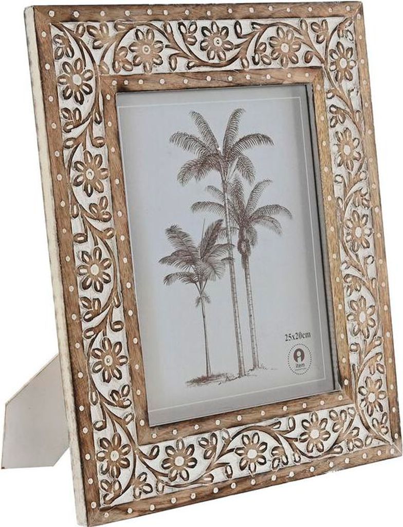Fotorahmen Home ESPRIT Weiß natürlich Kristall Mango-Holz Indianer 31,5 x 2 x 36,5 cm