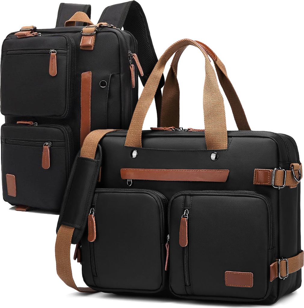 Laptoptasche 2 in 1 Laptop-Rucksack Schultertasche für 15,6-Zoll-Laptop –Schwarz