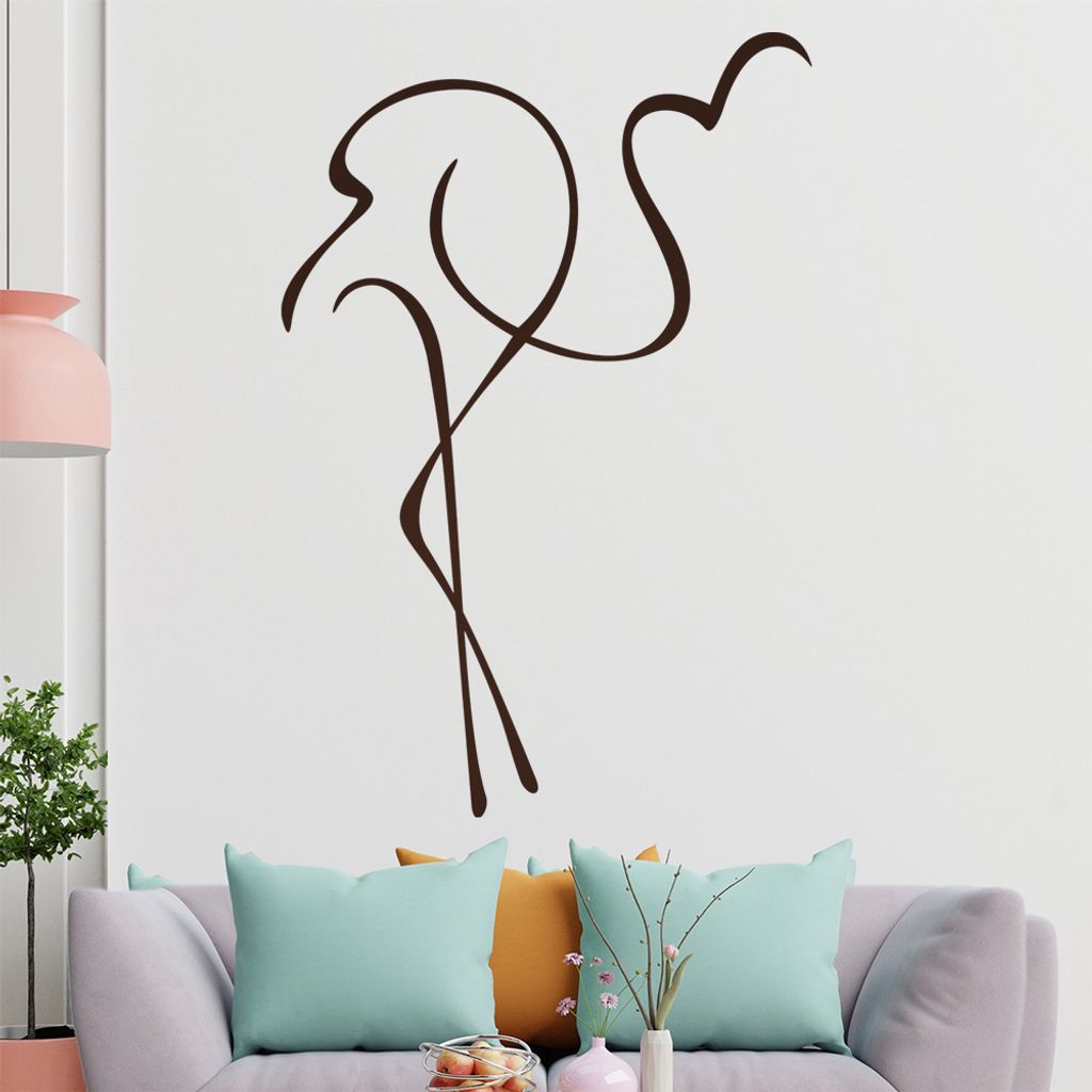 Flamingo Linien Wandtattoo in 6 Größen - Wandaufkleber Wall Sticker - Dekoration, Küche, Wohnzimmer, Schlafzimmer, Badezimmer