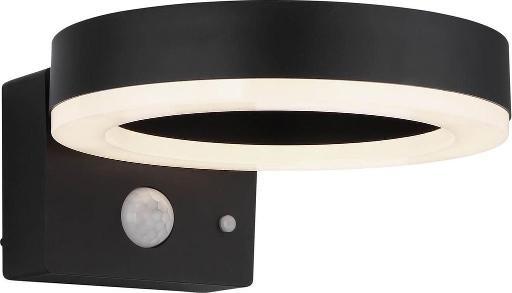 Globo Solarleuchte Kunststoff Schwarz Matt, 1Xled LED Solarleuchte 6W Neutralweiß IP44 Schwarz Matt Bewegungssensor Ø16cm 36507K