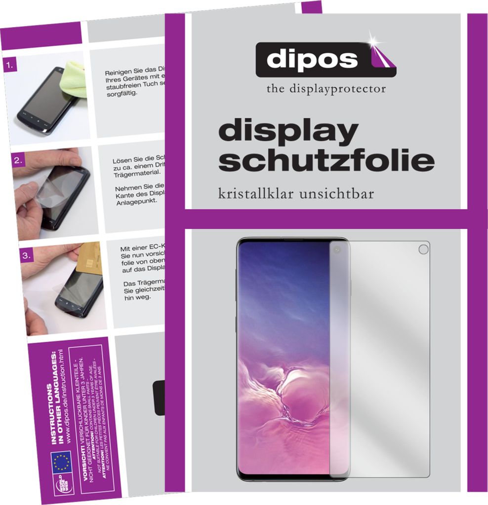 6x Schutzfolie für Samsung Galaxy S10 klar Displayschutzfolie Folie Display Schutz dipos