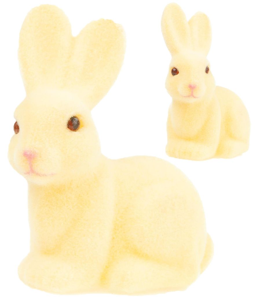Beflockter Gelber Osterhase Mit Satinschleife