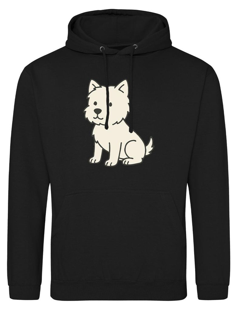 Huuraa Uni Hoodie West Highland White Terrier Comic Westie 3XL Deep Black Vegan Sweatshirt Geschenkidee