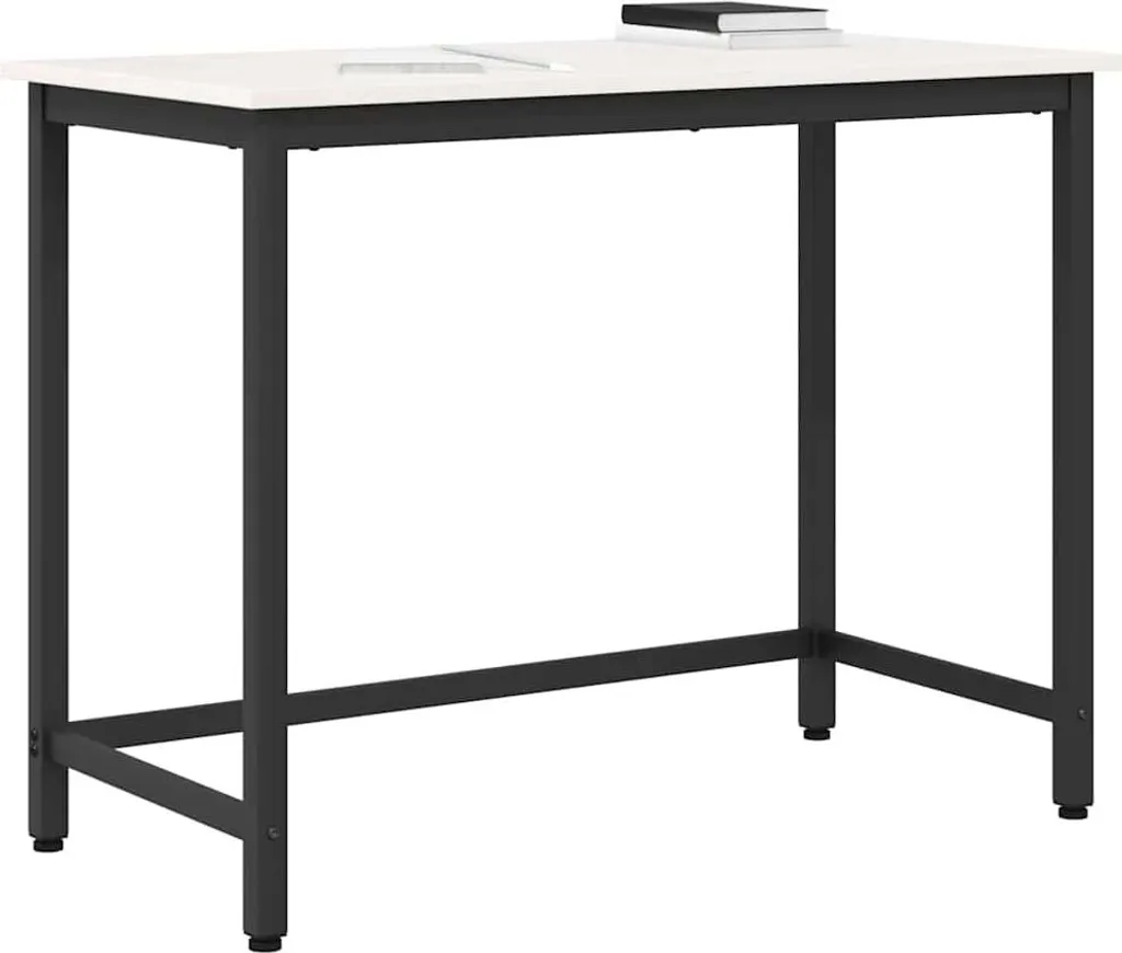 Tavolo SYFAX Bianco 100x50 | Arredo Minimal Legno e Acciaio di Qualità