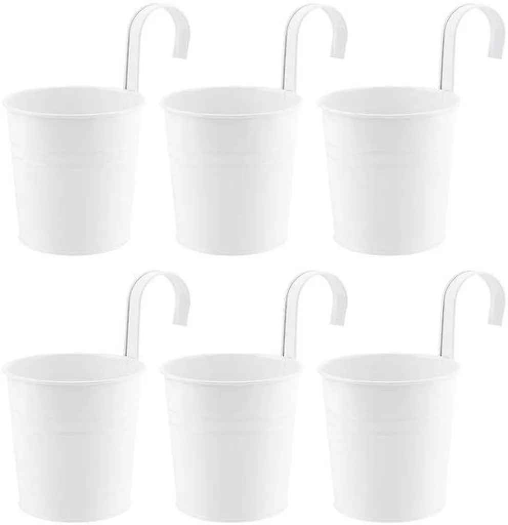 Pots suspendus blancs 10cm en métal robuste lot de 6 pour extérieur