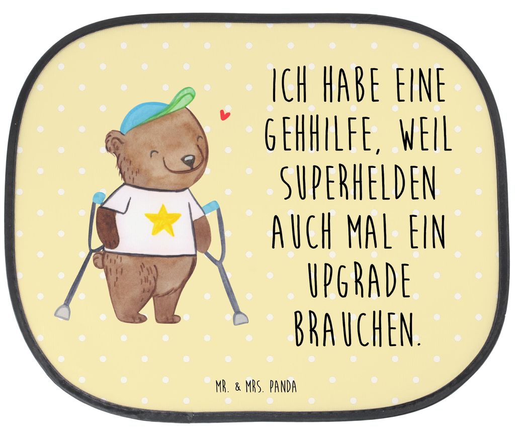 Mr. & Mrs. Panda auto hitzeschutz Bär Gehhilfen - Gelb Pastell - Geschenk, Krücken, Sonnenblende, Sonnenschutz für, Gehhilfe