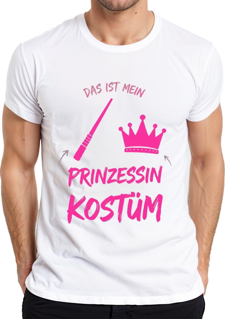 Prinzessin Kostüm Krone Zauberstab Karneval Fasching Geschenk Herren T-Shirt, Weiß, XXL