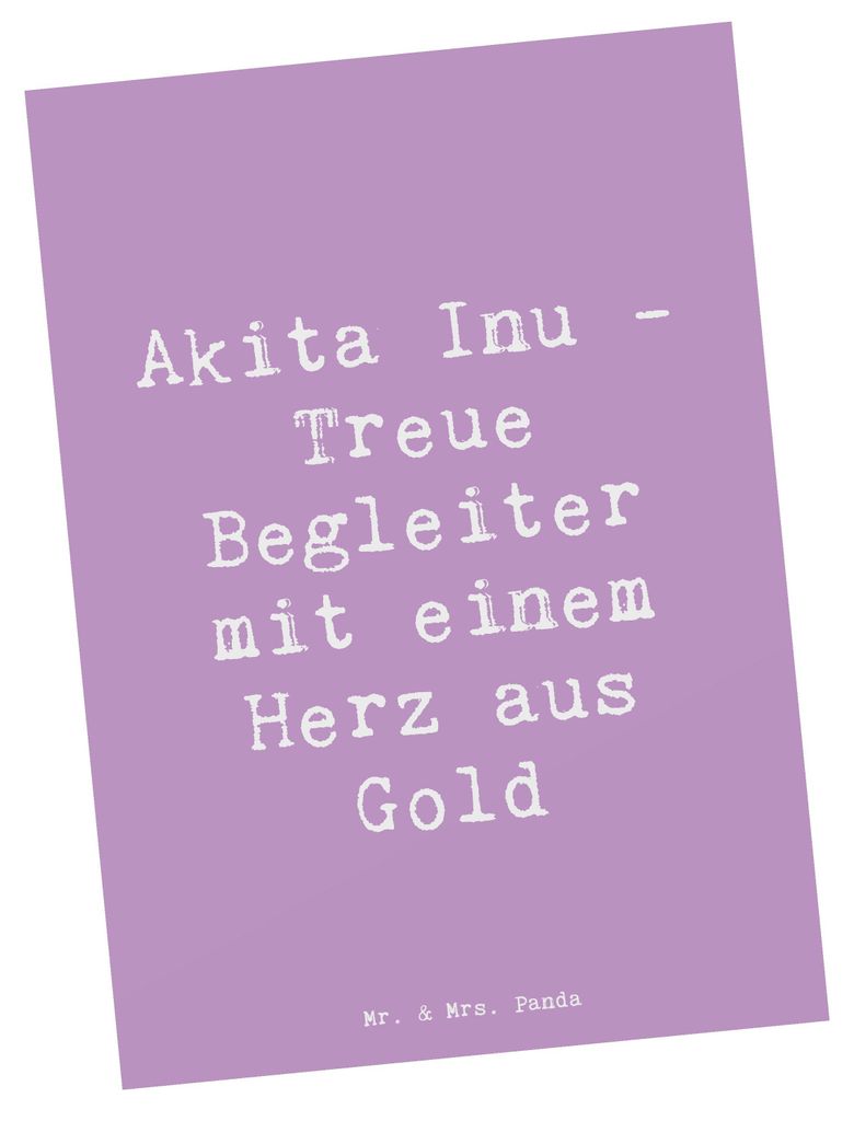 Mr. & Mrs. Panda Postkarte Spruch Akita Inu Herz - Lavendeltraum - Geschenk, Postkarten, Ansichtskarten, Fotokarte, loyaler Hund, intelligenter, Hu...
