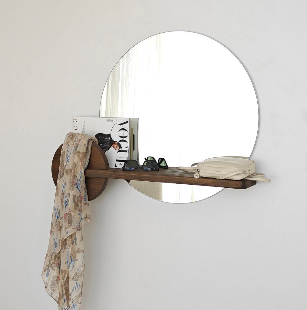 Skye Decor, Points - Walnut, Spiegel, 100 % MASSIVES HOLZ, Nussbaum, 83 x 70 cm