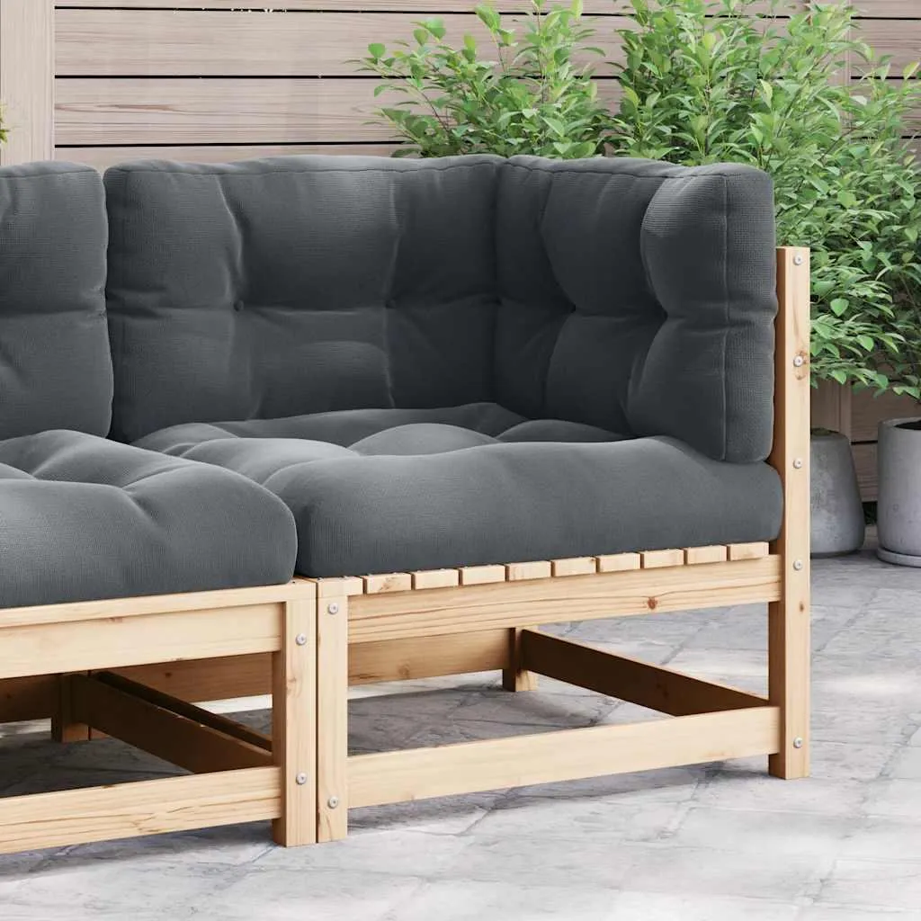 Divano angolare da giardino con cuscini in legno di pino massiccio