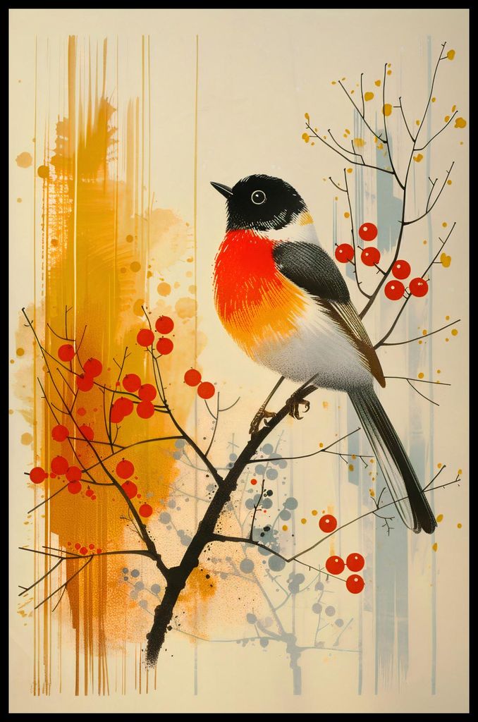 Plakat 53x81cm Herbst-Rotkehlchen
