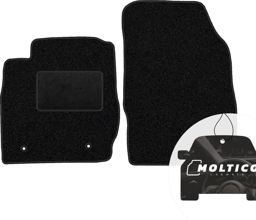 moto-MOLTICO tappetini anteriori auto velours tappetini auto nero set tappetini 2 pezzi adatto per Ford Fiesta 2008-2011