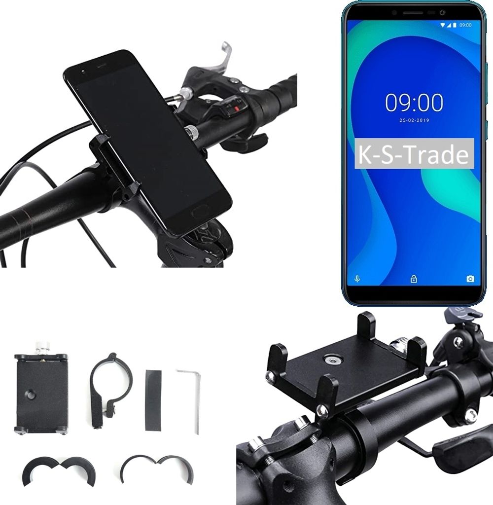 K-S-Trade Handyhalterung für das Fahrrad kompatibel mit Wiko Y80 Halter Lenkstange Fahrradhalterung Motorrad Bike Mount Befestigung Smartphone Handy