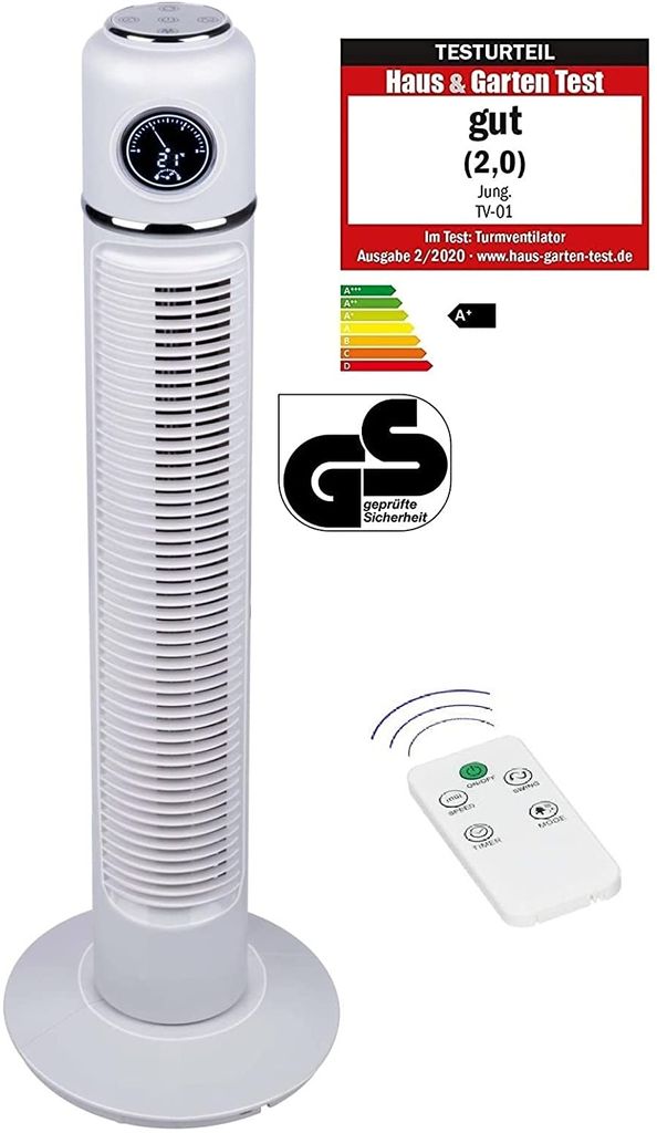 Grafner® Turmventilator Standventilator Ventilator 78cm Säulenventilator 50 Watt 
