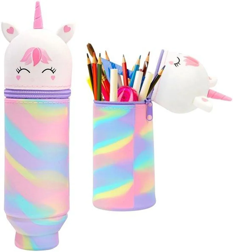 Étui silicone licorne 2 en 1 : rangez vos fournitures de bureau sans encombre