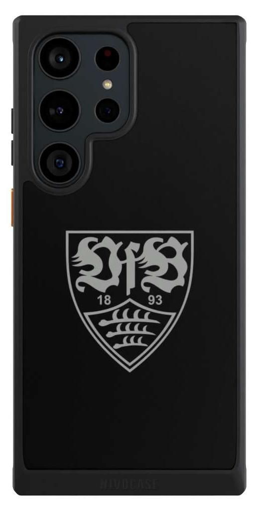 NIVOCASE Hülle für Samsung Galaxy S23 Ultra Handyhülle NIVOcore Case Schwarz Logo Offizielles Lizenzprodukt VfB Stuttgart