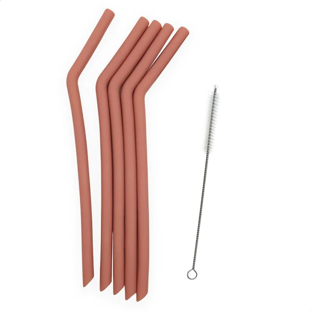 Pailles en silicone pour smoothies et cocktails : le format XL rose