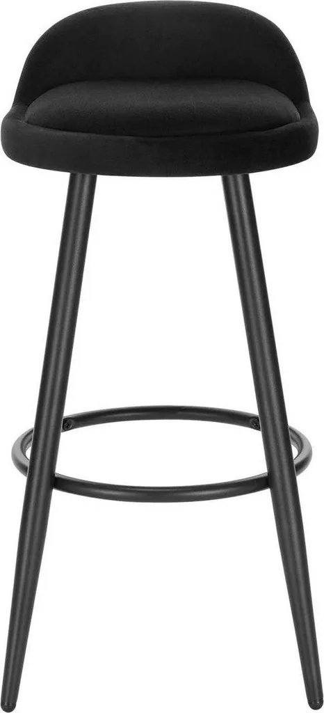 Tabouret de Bar Velours Noir 69cm Ergonomique avec Dossier Stable - 8