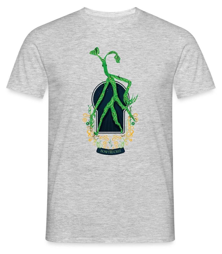Spreadshirt Phantastische Tierwesen Bowtruckle Männer T-Shirt, M, Grau meliert