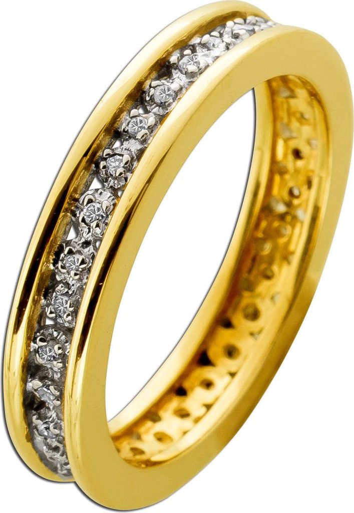 Memoire Ring Gold 585 14 Karat Brillanten 0.18ct 19
