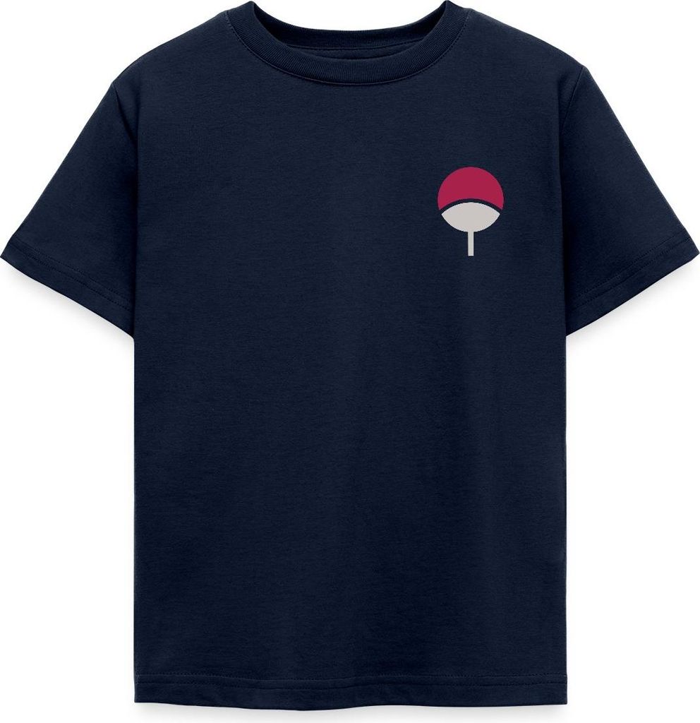 Spreadshirt Naruto Brustlogo Des Uchiha-Clan Kinder T-Shirt, 110/116 (5-6 Jahre), Navy
