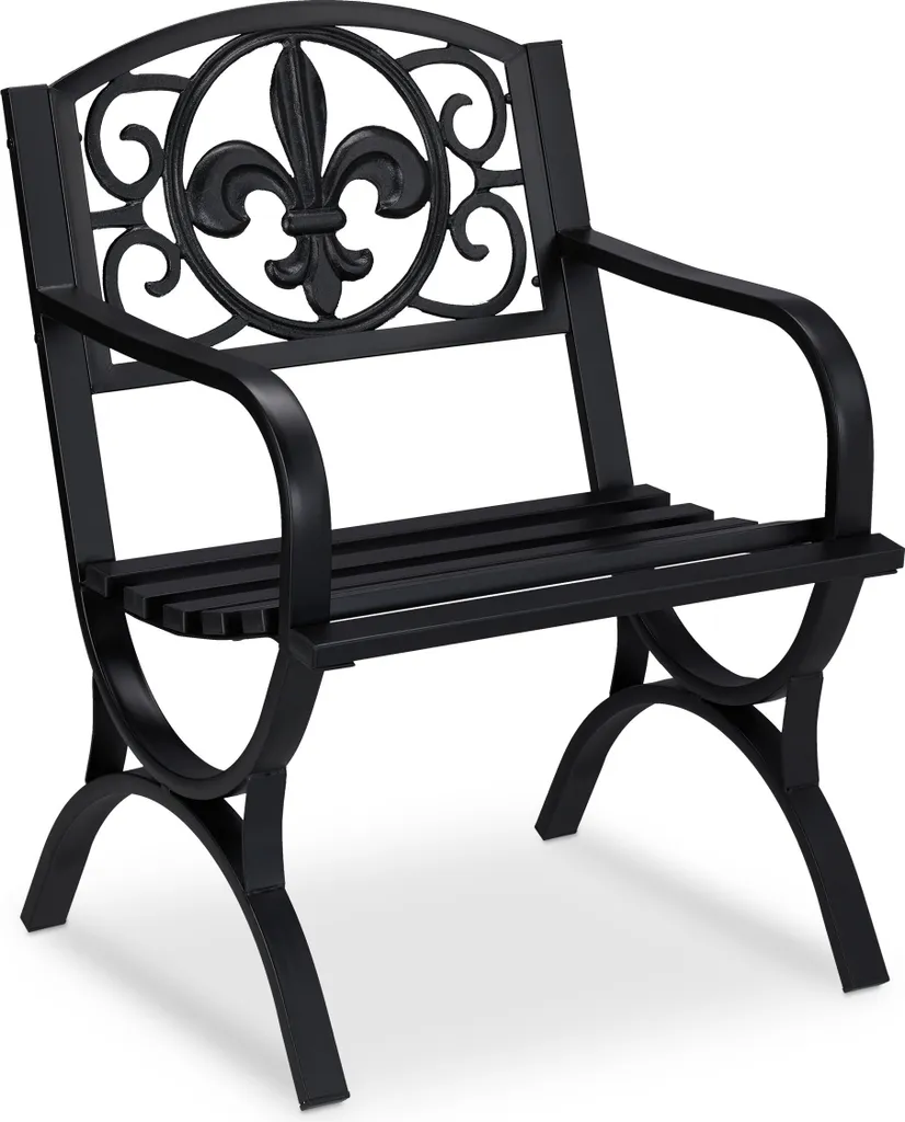Chaise de Jardin de Style Fer Forgé en Métal - Fauteuil Extérieur Vintage