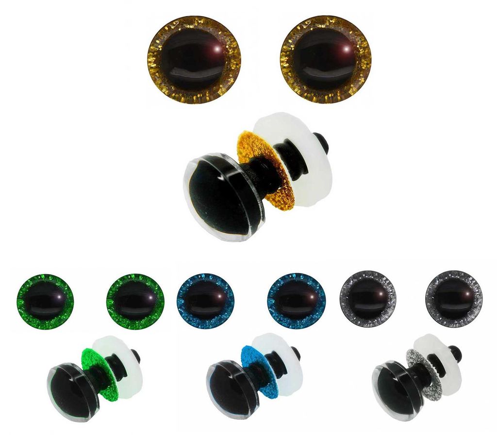 5 Paar Glitzer-Augen Kunststoffauge 20mm Sicherheitsaugen Produktbild 