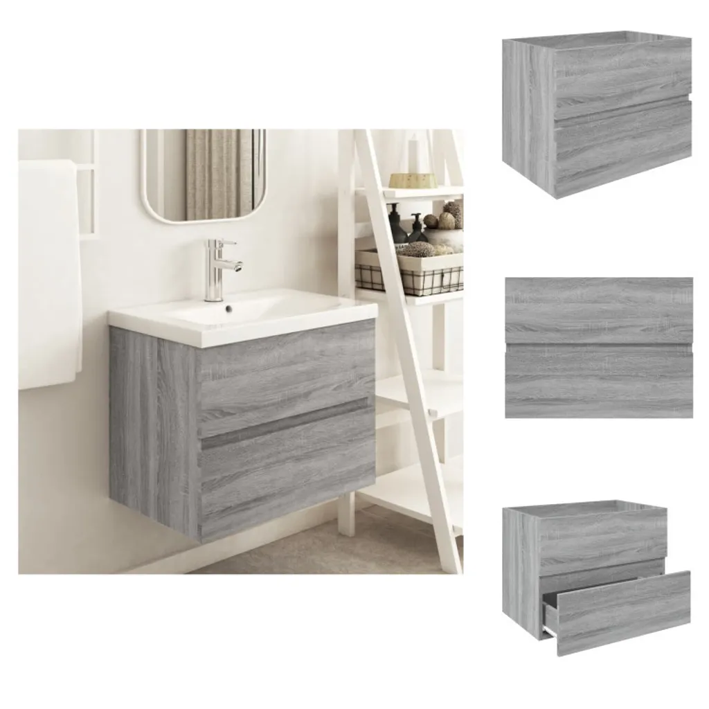 Meuble sous vasque Gris Sonoma 60 cm pour salle de bain design vidaXL