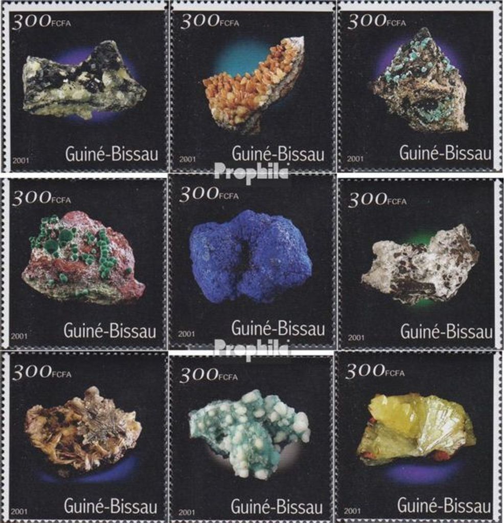 Briefmarken Guinea-Bissau 2001 Mi 1534-1542 postfrisch Mineralien