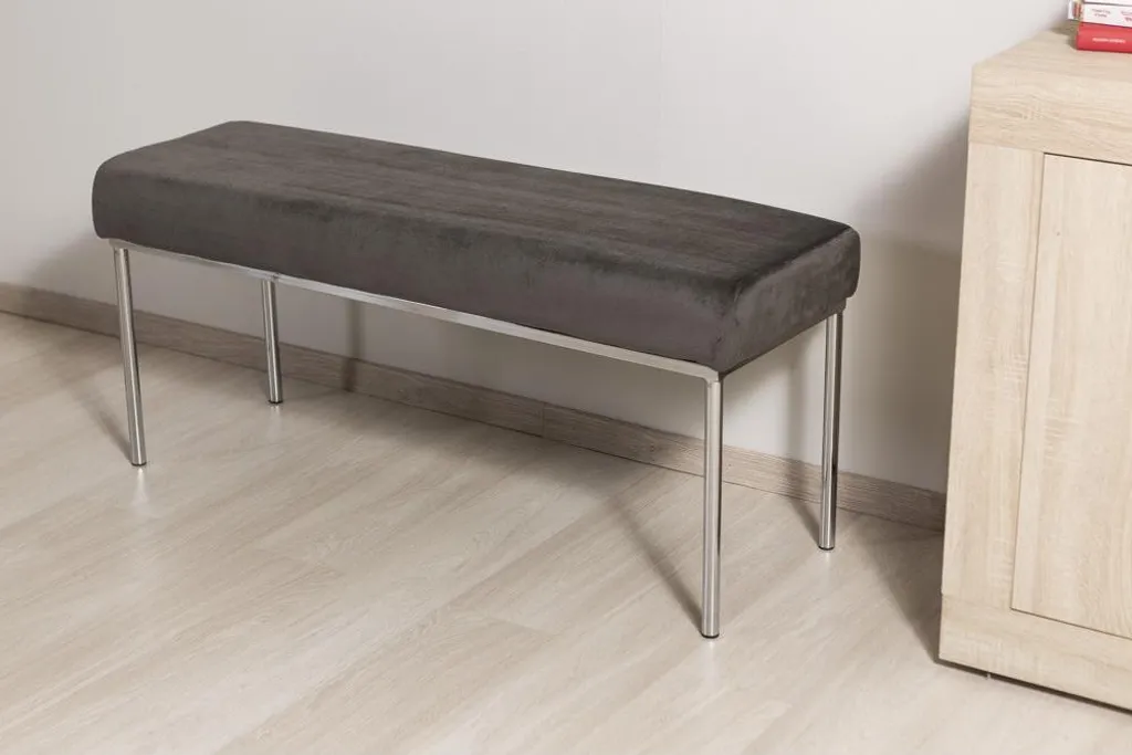 Banc de salon confortable en velours gris : gagnez de la place avec style - 2