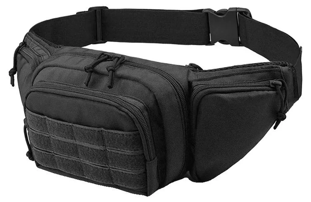 Sac banane noir grand compartiment spacieux et sangle nylon robuste