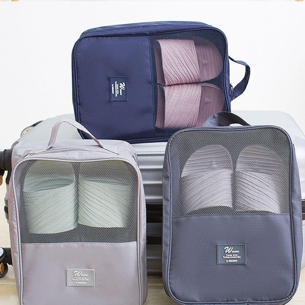 Großkapazitien Reisen wasserdicht Trocken Nass Trennung Lagerung Schuhbox Staubdicht Schuhtasche Wash Bag - Dunkelblau