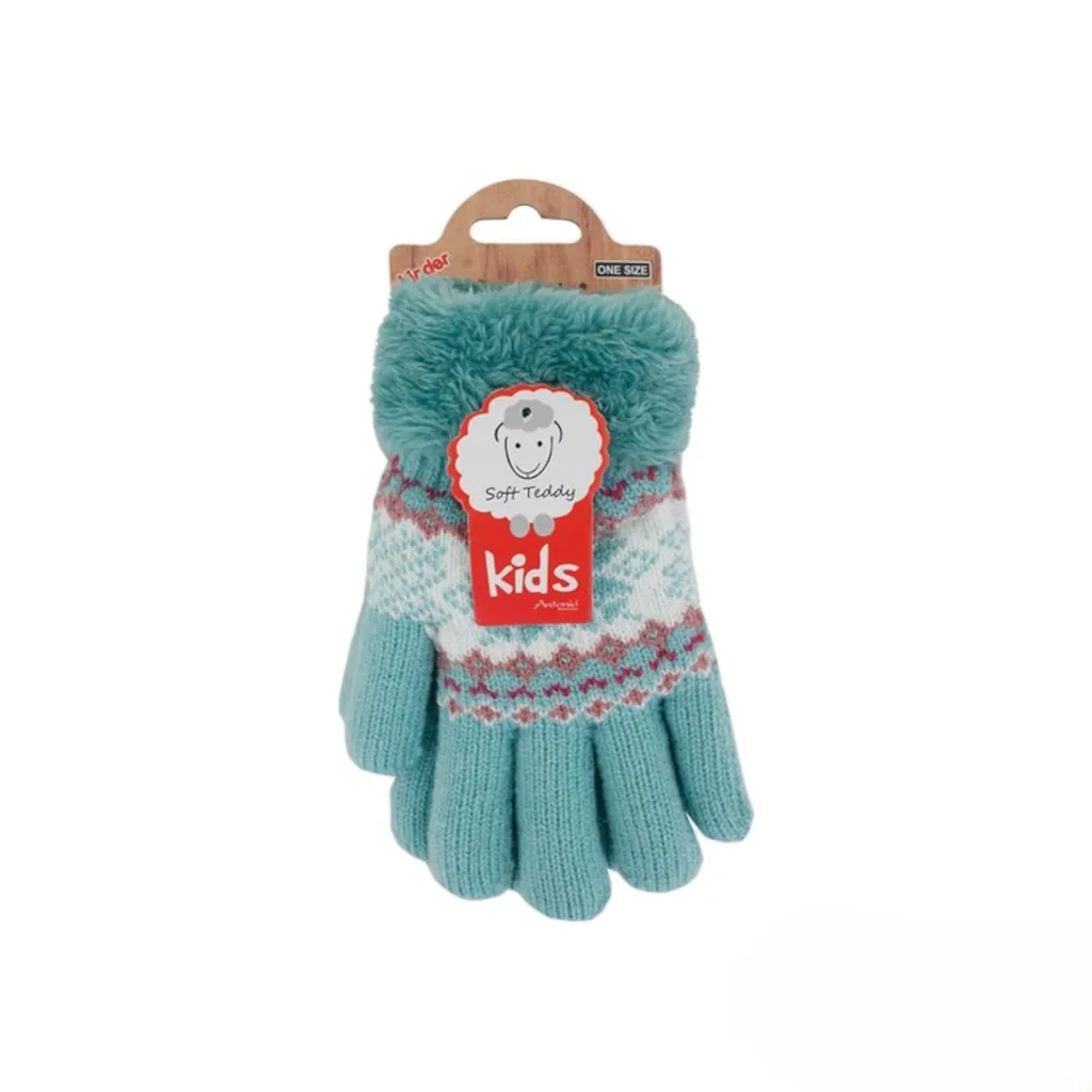 Guanti Morbidi Bambini Stella Norvegese Mint - Accessori Invernali Chic