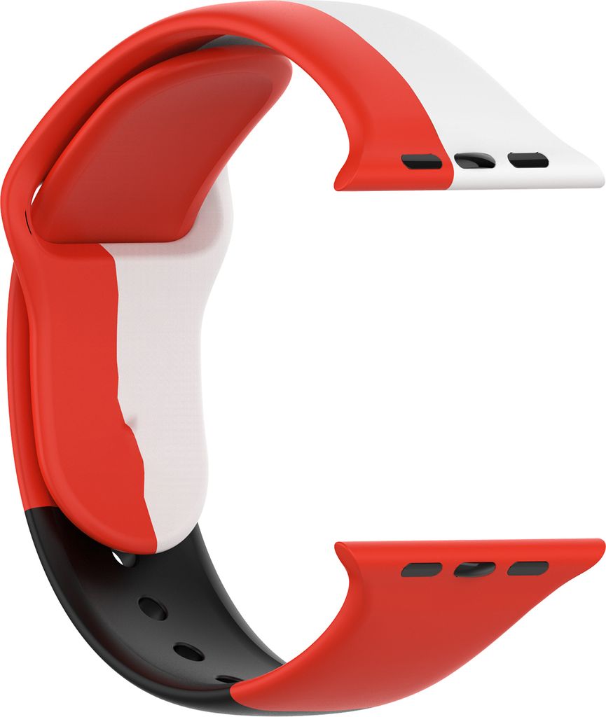 Armbandwächter Drei-Farbton-passende Bergsteigerschnalle-Design Silicon Multi-Color-Uhrengurt für Apple Watch 1/2/3/4/5/6-Rot weiß schwarz-Grö...