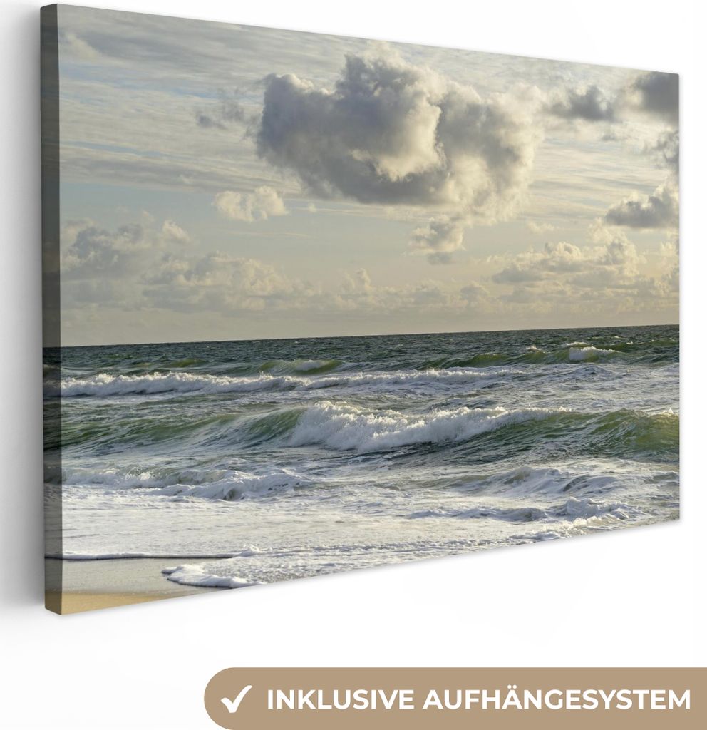 MuchoWow - Leinwandbilder - Nordsee Nordfriesland, Wandbild, Wanddeko Bilder Wohnzimmer, 120x80 cm