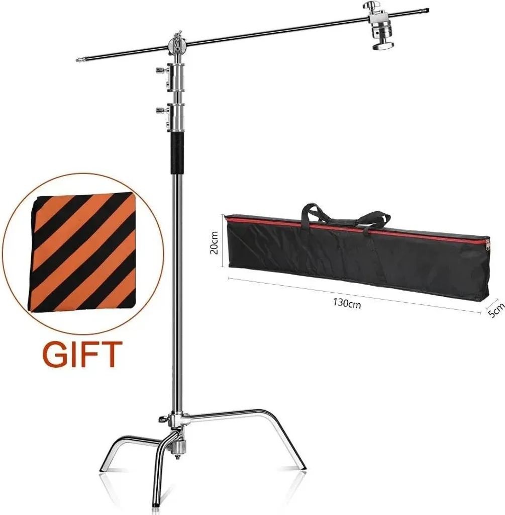 Support d'éclairage type C-Stand en acier 2,6 m pour studio photo pro