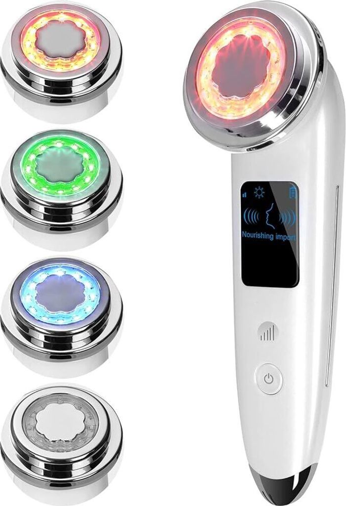 Elektrisches 4-in-1 Gesichtsmassegerät, Anti-Aging, Hautstraffung und -festigung für ein jugendliches Aussehen. Perfekt für die Hautpflege. (Weiß)