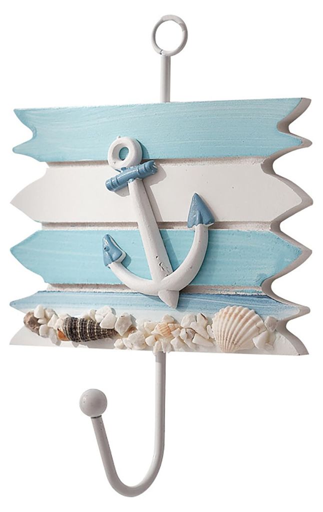 Kleiderhaken mit Aufhängelöchern, kein Bohren erforderlich, Haken im maritimen Stil aus Eisen, Wandhaken für Eingangsbereich, Badezimmer, Küche...