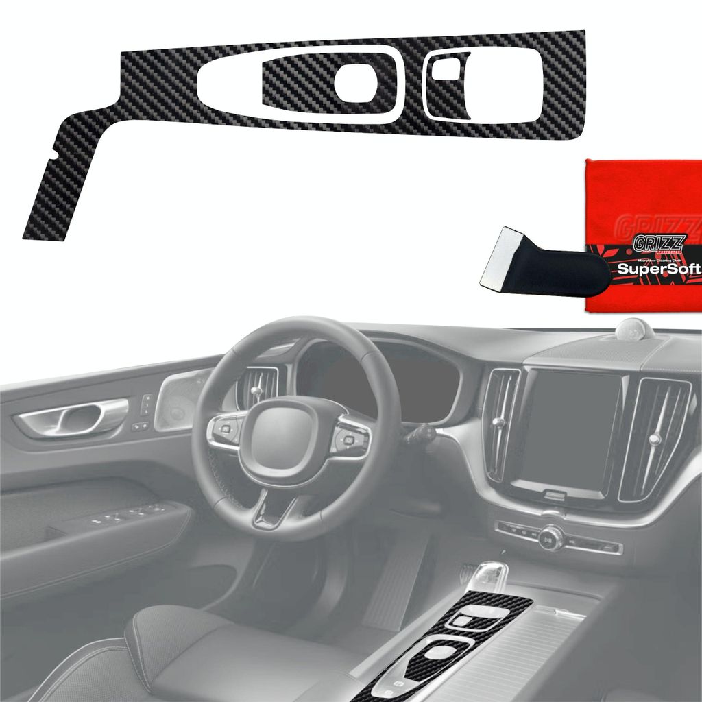 3in1 Schutzfolien Grizz Protector für Mittelkonsole - Volvo XC60 T8 (2021-2022) Carbon Optik Glanz