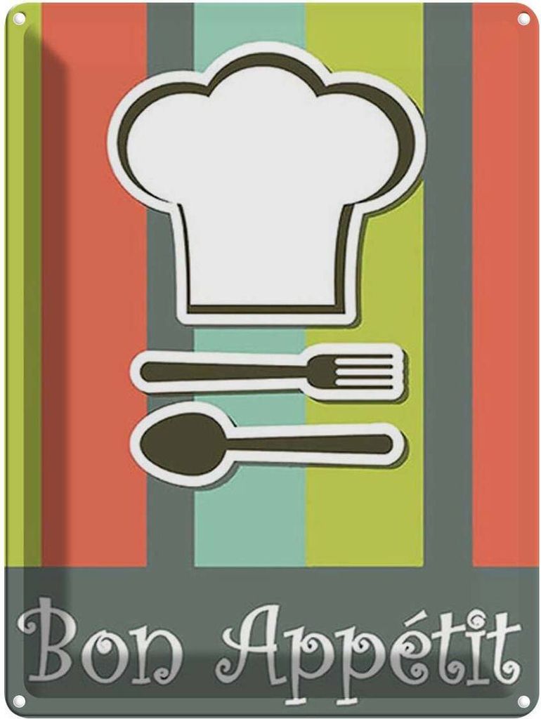 vianmo Blechschild 40x30 cm Essen bon Appetit Restaurant