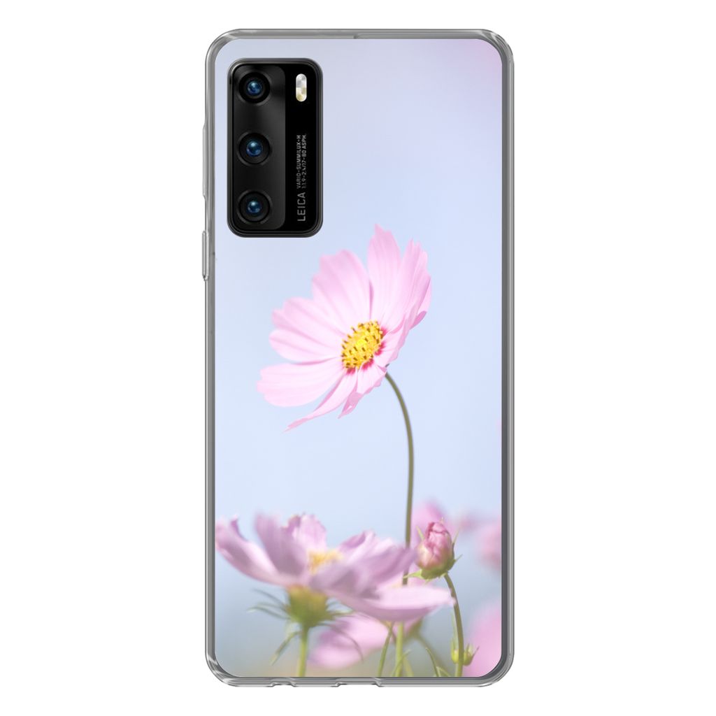 MuchoWow Handyhülle Schutzhülle Hülle für Huawei P40 Blumen - Rosa - Draußen - Natur Silikon Softcase Handy Hülle - Handytasche