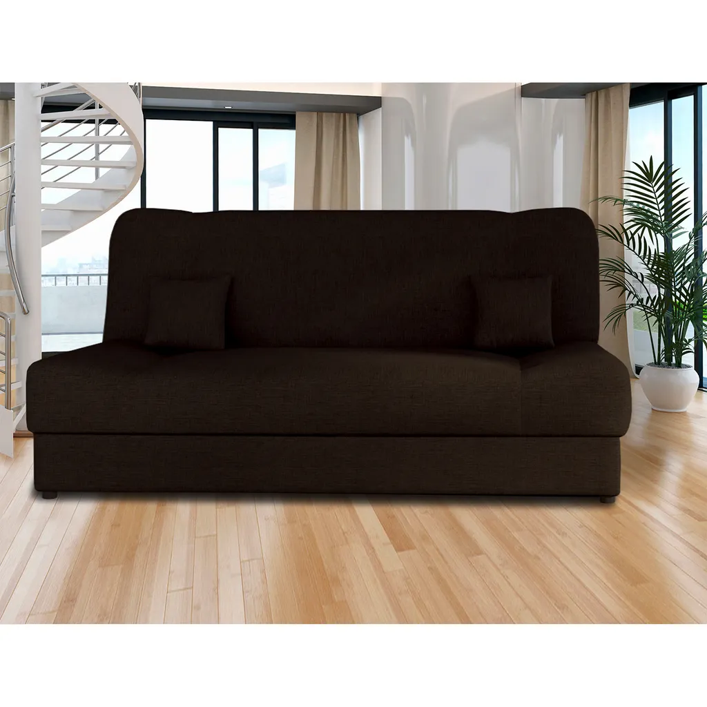 Canapé droit VICTORIA marron chocolat, assise confortable et design chic