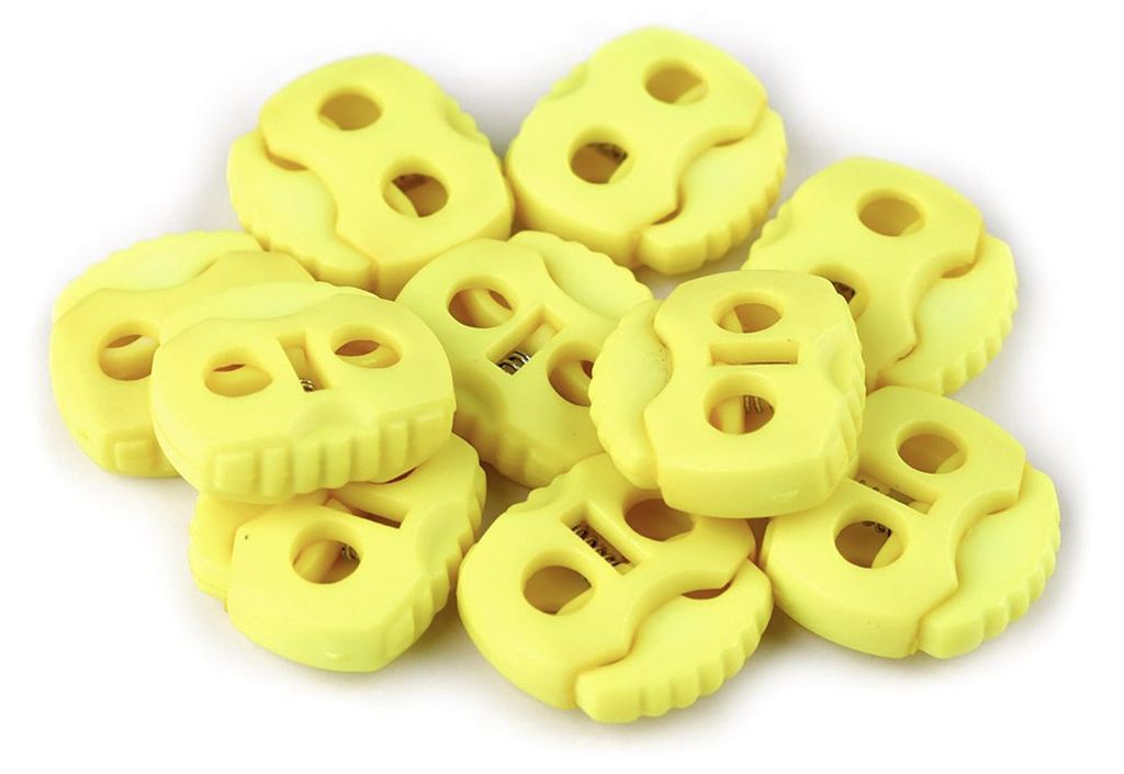 10 Stück Kordelstopper mit zwei Löchern zitronengelb
